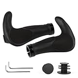 ROGTYO Fahrradgriffe, Fahrradlenker MTB Griffe Ergonomisch mit Zwei Seiten Lock-On Design Horn Lenkergriffe, 22 mm Fahrrad Griffe Rutschfestem für Trekkingrad E-Bike Cityrad Rennrad (Schwarz)