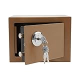 Schlüsseltresor Geldkassette Abschließbar mit Einwurfschlitz, Tresor für Zuhause 4.6L Schranktresor Geldtresor Safe Tresor klein mit Schlüssel, für Büros, Wohnungen und andere Orte usw (gold)