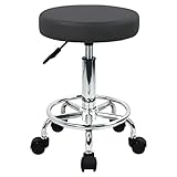 WKWKER Home Office Rolling Stool PU Leder Swivel Höhenverstellung Beauty Stool Labor Küche Massage Spa Stools Büro Hocker Stuhl Auf Rädern (Grau)