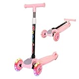 Tretroller für Kinder – Tretroller für Kinder, Tretroller für Übungen für Kinder | 3 LED-beleuchtete Räder und rutschfeste Trittfläche in einer Farbe, leichter und zusammenklappbarer Tretroller