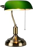 MIVPD Bankerlampe, Schreibtischlampe Grün Klein Glas Original,mit Zugketten Schalter Steckvorrichtung Traditionelle Bankerlampe Messingbasis für Zuhause Bett Schreibtisch Büro (C1) (C1)