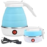AUTOWNLUX Silikon Faltbarer Wasserkocher 0.6L Reise Tragbarer Mini Faltbare Wasserkocher 5 Minuten Schnelles Kochen für Outdoor Camping Wandern (Blau)