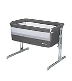 Bebeconfort Calidoo, Beistellbett und Babywiege, 2-in-1, 0-6 Monate (0-9 kg), Beistellwiege, neigbar, 5 Höhen, große gepolsterte Matratze, Seiten aus Netzstoff, Seite leicht faltbar, Tinted Gray