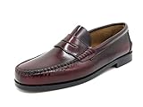 MARTTELY Herren Slipper Business Schuhe Ledersohle Rahmengenäht Premium Penny Loafer Anzugschuhe Slip-On Halbschuhe klassisch elegant Bordeaux Rot 43 EU