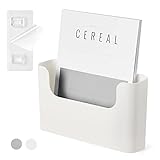 YOHOM Zeitungshalter Wand Zeitschriftenhalter Prospekthalter Wand Briefhalter Wandprospekthalter A4 mit 2 Montagearten (Kleben/Bohren) Ablagefächer Wand für Dokumente, Magazine, Bücher Weiß 1 Stück