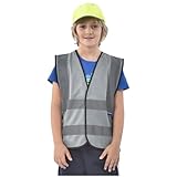 AYKRM Warnweste Kinder Grau Sicherheitsweste für Kinder Warnweste Reflektierendes WarnschutzWeste Grau 2-5 Jahre