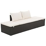 Xichuzi Gartenbett, Liegen, Sonnenliege, Liegeinsel Outdoor, Outdoor Bett, Doppelliege, Gartenliege, Daybed Outdoor, Schwarz 195×60 cm Poly Rattan