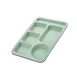 Weizenstroh Geteilte Teller, 5 Fächer Teller Wiederverwendbar, Lebensmittelabschnitt Teller Diät Abendessen Servierplatte, Spülmaschinenfest (Grün)