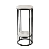 Vzhrvd 2-stöckiger Pflanzenständer, Hoher Metalltopfständer, Runder Pflanzenständer für Mehrere Pflanzen, für Eckkübel, Garten, Balkon, Terrasse(Black,50cm)