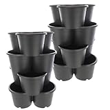 SUSTANIA 2er Set Pflanzturm 4 Etagen Kartoffelturm, Maße: 66x42x40 cm,Pflanzkübel für Kartoffeln & Gemüse, Made in EU, Farbe: Anthrazit