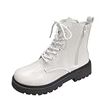 Braune Damen-Stiefeletten mit seitlichem Reißverschluss, Stiefeletten für Damen, kurze Stiefel, Einzelschuhe für Damen, Freizeitschuhe, Wanderschuhe, Größe S, weiß, 40 EU