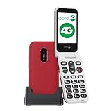 DORO Telefon – Doro Leva E22 – 4G Klapphandy für Senioren – 2,8 Zoll Display, kontrastreiche Tasten, besonders klarer Klang, HD Voice, Kamera, Doro Secure-Taste – Inklusive Ladestation – Rot/Weiß