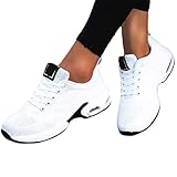 Minetom Damen Mesh Laufschuhe Turnschuhe Sportschuhe Sneaker Running Tennis Schuhe Straßenlaufschuhe Dämpfung Leichtgewichts Atmungsaktiv Walkingschuhe Outdoor Fitness Jogging B1 Weiß 37 EU