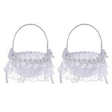 Gbloodst 2 Stück Weißer Blumenmädchenkorb, Hochzeitskorb für Blumenbraut/Kinder, Handgehaltene Hochzeitszeremonie, Partydekoration, F