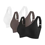 3 x Bügellose BHs für Damen, nahtlos, bügellos, volle Abdeckung, Bralettes für Frauen mit Unterstützung, gepolsterter V-Ausschnitt, Bralettes mit Verlängerung, I, 4XL