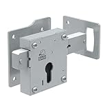 BASI | Aufschraub-Torschloss für Holztore | mit Schließblech | Vorrichtung für Profilzylinder | DIN rechts/links verwendbar | Riegel 6-tourig