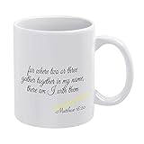 Kaffeetasse mit Aufschrift 'Where Two Or More Are Gathered', Geschenkidee, Teetasse, Erntedankfest, Weihnachtsgeschenk, 425 ml