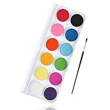 RMIVEGLIA Aquarellfarben Set, Wasserfarben kinder, 12 Farben mit einen Pinsel. Ideal für kreative Projekte für Kinder und Künstler.