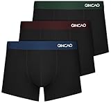 QINCAO Boxershorts Herren 3er Pack Unterhosen Männer - Bequeme Atmungsaktive & Ohne Etiketten, Tragbare Verpackung für Reise