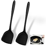 2 Stück Silikon Wok Spatel,Pfannenwender aus Silikon,Pfannenwender Set, Antihaft Hitzebeständig Spatel Set Küche Kochen Utensil zum Kochen, Backen, Eierdrehen,Burger