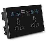 Louttary Tuya ZigBee Universalsteckdose EU Großbritannien Staaten Schwarz Intelligente Steckdose Schalter mit USB und Typ-C Port Smart Life Steckdose