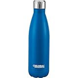 Global Industrial Doppelwandige Edelstahl-Wasserflasche, Blau, 500 ml