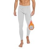 AKKQHH Thermo Unterhosen Herren Lange Warm Thermohose Männer Thermounterwäsche Winter Skiunterwäsche Fleece Funktionsunterwäsche Unterwäsche Hose(Hellgrau,XL)