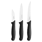 Fiskars Gemüsemesser-Set, 3-teilig, Schälmesser, Gemüsemesser, Tomatenmesser, Essential, Edelstahl / PP-Kunststoff, Schwarz, 1065584