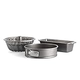 KitchenAid Aluminized Steel 3-teiliges Backformen-Set, 24cm Springform, 24cm Gugelhupfform, 27cm x 11cm Kastenform, PFAS-freie Antihaftbeschichtung, backofenfest, spülmaschinenfest, grau