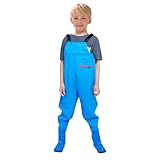Regenhose Kinder 110, Regenhose Kinder Wasserdicht Sommer Leicht Anglerhose Playshoes für Junge Und Mädchen Kinderwathose Atmungsaktiv Ganzkörper Regenlatzhose Outdoor Teichhose, Blau, 31