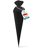 Bastelschultüte Schultütenrohling Zuckertüte Schultüte 70cm rund mit und ohne Filzverschluss (Schwarz mit Filzverschluss)