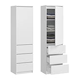 Home Collective Kleiderschrank, Garderobenschrank, Mehrzweckschrank mit 3 Einlegeböden & 3 Schubladen | Funktionaler Schrank für Schlafzimmer, Flur oder Arbeitszimmer | 50x40x180 cm (BxTxH) | Weiß