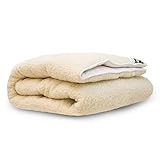 Terschellinger Lammflor Wollunterbett - 100% IWS-Schurwollauflage - 2-in-1 ganzjährige Matratzenauflage mit weicher Wolle und kühlender Baumwolle - 120 x 200 cm