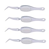 Glomora 4 gebogene Bastelpinzetten, Metall und Kunststoff, multifunktionale Pinzette mit umgekehrtem Griff und feiner Spitze für die Schmuckherstellung