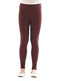 YESET Kinder Mädchen Leggings lang Blickdicht aus Baumwolle Hose Jungen Braun 140