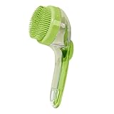 Hundebad-Bürste mit Seifenspender – Selbstreinigende Haustier-Waschbürste, Silikon-Massagebürste für Hunde/Katzen, Langgriff (Grün) – Für Fellpflege & Shampoo-Verteilung (Grün)