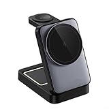 GLFLOW Kabelloser Ladeständer 3-in-1 Schnellladestation mit 15 W Ausgangsleistung und faltbarem Design, schwarz (schwarz)