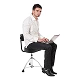 MEELRYD Trommelthron mit Rückenlehne, Höhenverstellbarer Drum Hocker, DREI stabile Standbeine mit Gummifüßen, zusammenklappbar, Schlagzeughocker für Schlagzeuger und Erwachsene, bis zu 120kg