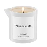 ANSOYER Massagekerze, feuchtigkeitsspendend und nahrhaft für Home SPA (Granatapfel 1, Weiße Keramik)