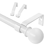 Gardinenstange Weiß 80-152 cm mit Halterung, 16mm Durchmesser Gardinenstange Wandmontage für Scheibengardinen. Gardinenstange Weiss Matt, Spleißen Verstellbare