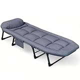 Klappbares Campingbett ffür Erwachsene, Strapazierfähig, 6-Fach Verstellbares Outdoor-Bett mit Kissen, Gästebett Klappbar, 1200D Oxford-Reisebett für Camping, Wandern, Büro
