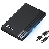 Reagle Festplattengehäuse 2,5 Zoll für HDD & SSD (SATA I/II/III) USB 3.2, 5 Gbit/s Werkzeuglos Aluminium USB-C auf USB-A/C Kabel Plug & Play für Windows/Mac/Linux