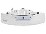 Whirlwanne Eckbadewanne Spa weiß große Doppelwanne mit Massage LED Martinica