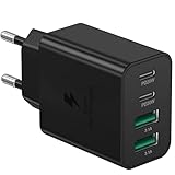 40W USB-C Ladegerät, 4 Ports USB-C und USB-A Mehrfachladegerät, PD 3.0 Schnellladegerät, Power Adapter USB Netzteil für iPhone 15, 14 Pro Max, 13, 12, 11, SE 2020, XS, XR, 8, 7, Samsung und Handys