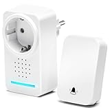 Aigostar Kabellose Türklingel Batterielose, Steckdosen-Funkklingel Wasserdicht Drahtloses Türklingel Funk Türklingel mit EU-Steckdose, LED Anzeige, 5 Lautstärkestufen, 30 Klingeltönen, Weiß