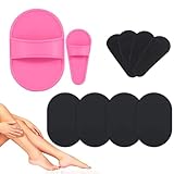 WEIESCIE 10 Stück Haarentfernung Pad Sets, 2 Größen Rosa Glatte Beine Haut Pad und 8 Stück Peeling Schwarz Feines Schleifpapier, Gesicht Lippen Arm Haarentfernung Set für Frauen Mädchen Hautpflege