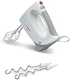 Bosch Handrührer MFQ3530, Handrührgerät, 2 Rührbesen, 2 Edelstahl-Knethaken,spülmaschinengeeignet, 5 Stufen, 450W, Weiß/Grau