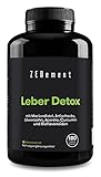 DETOX Mariendistel, Artischocke & Löwenzahn Komplex | 180 Kapseln | Hochdosiert mit 80% Silymarin, Curcumin, Acerola | Leber Detox | Ohne Magnesiumstearat, Vegan | Zenement