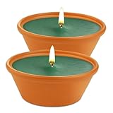 2x Citronella Kerze Outdoor, Outdoor Kerze in Terrakotta-Schale, Zitronella Kerzen Draußen mit Citronella öl & Natürliches Sojawachs - Perfekt für Garten,Balkon, Terrasse & Camping, 13 cm Ø
