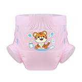 CutiePlusU Windeln für Erwachsene 3 Stück, trockene Oberfläche, maximale Saugfähigkeit über Nacht, Einweg-Inkontinenzwindel – Baby Tiger Pink (L37'-47')